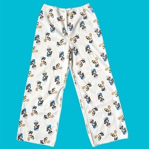 Vintage 80s 90s Wide Leg AOP Tennis Duck Pants High Rise Medium Large